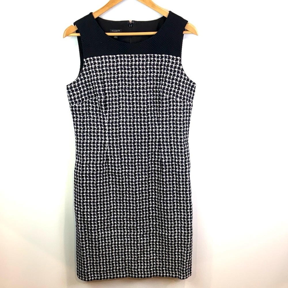 Talbots Black and White Houndstooth Dress size 8